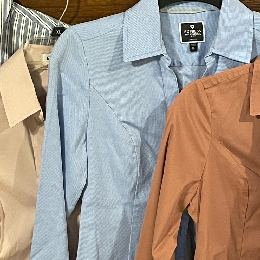 Express Button-Down Shirt Lot in Light Blue, Pink, Rose, and Blue Stripe - Picture 3 of 9